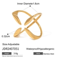 Adjustable golden stainless steel X-shape ring with waterproof and hypoallergenic features - Cross X-Shape Design Style (JDR2407051)