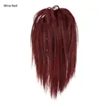 Long straight ponytail hair extension in wine red with high-quality synthetic fibers - Burgundy