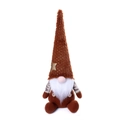 Gnomo de Navidad nórdico de felpa marrón con gorro puntiagudo y detalle de estrella dorada - Marrón