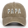 Berretto da baseball marrone lavato con ricamo PAPA per protezione solare sportiva outdoor - Regolabile / Cachi