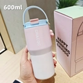 600ml portable vacuum flask in pink white and blue gradient with carry handle - 600ml / Pink