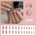 Uñas postizas de bailarina largas en color malva y rosa con diseño de cuadros - Estilo Purpurina Rejilla Rosa Pasta de Frijol (A899【胶水款】)