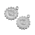 Silberne Edelstahl-Rundanhänger mit Evil Eye Motiv und gepunkteter Textur im Set von zwei - Stahl-Böser Blick