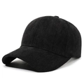 Black herringbone baseball cap in thick wool fabric for autumn and winter season - Adjustable / Black