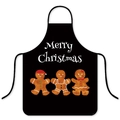 Waterproof Christmas apron in black featuring Merry Christmas text and gingerbread men - Merry Christmas Gingerbread - Black
