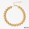 Golden 316 stainless steel textured shell necklace with lobster clasp and tag - Gold Scallop Necklace (KD1567)