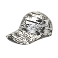 Silver metallic baseball cap with black abstract graffiti print and curved brim - M(56-58cm) / Silver