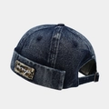 Berretto docker retrò in denim lavato blu navy con fibbia in metallo regolabile - Blu scuro