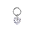 Elegant silver heart pendant with faceted clear zircon for DIY jewelry making - A0025-Heart / Silver