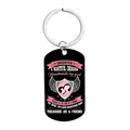 Black tag keychain for daughter with pink ribbon and mother-daughter silhouette art - CW0058 Black Pink Daughter
