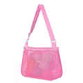 Pink mesh beach bag for kids with adjustable strap and zipper closure for toy storage - Pure Pink Shoulder Mesh Bag 20x24x8cm