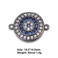 Zircon-encrusted black evil eye charm for bracelets with size and weight info - Black Evil Eye Dual Ring (L0522-C)