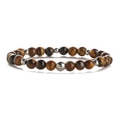 Handmade 6mm Tiger Eye and Garnet beaded stretch bracelet with silver spacers for women and men - 6MM Tiger Eye
