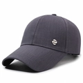 Men's dark gray baseball cap with curved brim and metallic logo detail in classic 6-panel style - Adjustable / Gray