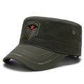 Casquette militaire plate vert armée avec broderie étoile rouge et évents métal - Badge Étoile Pentagramme / Style Cinq Étoiles Vert