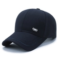 Men's navy blue casual baseball cap with metallic logo and embroidered brim detail - Adjustable / Navy Blue
