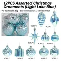 12-piece light lake blue Christmas ball ornaments set with unique electroplated shapes - 12 Uniquely Shaped Christmas Balls (light Turquoise Blue)