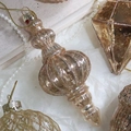 Champagne gold vintage ribbed glass Christmas ornaments with glitter and sequins - Retro Gradient Champagne Gold Icicle 5.5*14CM