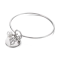 Silbernes Edelstahl-Armband mit Nelken-Anhänger und weißer Perle als Geburtsblumen-Schmuck - Januar Nelke (KB158018-Z) / Silber