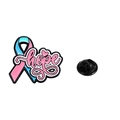Pink and blue ribbon hope enamel brooch pin with butterfly clasp for women - Hope Two-Tone Ribbon Style (C2661-4)