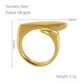 Minimalist 18k gold plated stainless steel open ring with fluid geometric design - Adjustable Open / Gold