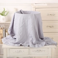Soft purple muslin cotton baby blanket with ruffled edges for strollers and cribs - Grey Blue
