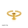 18K gold letter I bubble bead ring with adjustable open band for women, weight 2.6g - Letter I Style (T249_9)