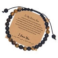 Morse-Code-Armband aus Tigerauge mit emotionaler Geschenkkarte für Stiefsohn - An Meinen Bonus-Sohn