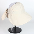 Cremeweißer Sonnenhut mit breiter Krempe und großer dekorativer Schleife - Verstellbar / Beige