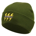Dettaglio del berretto in maglia a coste verde oliva con ricamo a fulmine e scritta SWAG - M (56-58cm) / Verde