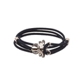 Macro shot of dark blue braided cord bracelet with silver octopus charm and metal clasp - Octopus / Navy Blue