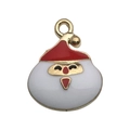 Ciondolo Babbo Natale in smalto rosso e oro per creazione di gioielli fai-da-te - Babbo Natale (14209) / 1 Pezzo (16x20mm) / Rosso Bianco Oro