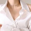 Collar minimalista de plata para mujer con varios colgantes pequeños en forma de corazón - Collar de Corazón Vertical de Acero-35+5cm