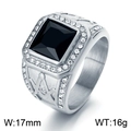 US 7 / Silver Band Black Gemstone