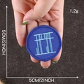 5cm round royal blue embroidered patch with light blue geometric gate design - Blue Portal