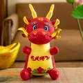 Peluche festivo del drago dello zodiaco cinese rosso e giallo per l'anno del Dragone - Tessuto di Paillettes - Rosso / 12cm