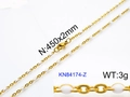 Goldene Edelstahlkette mit weißen Emaille-Perlen, 450 mm Länge und 2 mm Breite für Damen - Gold Weiß Emaille Spleißkette (KN84174-Z)