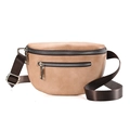 Sac de poitrine sport en cuir PU kaki avec double fermeture éclair et bandoulière - Abricot