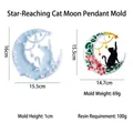 Cat on crescent moon and star silicone DIY resin mold with colored finished sample - Star Picking Cat Moon Mold