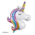 Standing 3D rainbow unicorn foil balloon for party decor in white and 110x80cm size - Macaron Unicorn-110*80cm