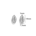 Silver stainless steel shell pendant with dimensions 14mm by 7.5mm for DIY jewelry - Steel Color Shell-516