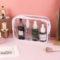 Transparent PVC toiletry bag with white trim and zipper for travel storage - 15 Wire Medium 18*5.5*12.5 / White