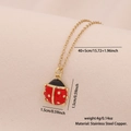 Collana coccinella placcata oro con smalto rosso e zirconi su tessuto beige - Stile Coccinella Rosso Nero Classico (2#)
