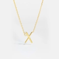 Minimalist gold S925 silver necklace with letter X pendant and small sparkling zircon stone - Letter X