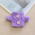 Miniature purple knitted cardigan with white buttons for small plush dolls and accessories - Purple Twist (Wood Button) Sweater