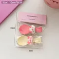 Süßes Haarklammern-Set mit Schweinchen-Motiv in Pink und Gelb für Damen und Mädchen - Brötchen Schweinchen D (Im Beutel)