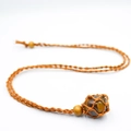 Adjustable brown braided cord necklace with natural tiger eye stone bead in woven pouch - Tiger Eye