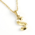Elegant 18K gold plated stainless steel necklace featuring a 3D letter S pendant - Letter S / Gold