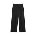 Women's casual black wide-leg pleated trousers with high-waist straight fit - XS / Pants