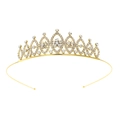 Serre-tête couronne dorée pour fille avec strass blancs pour spectacle de princesse - Couronne dorée papillon à pétales ovales évidés (Style 48)